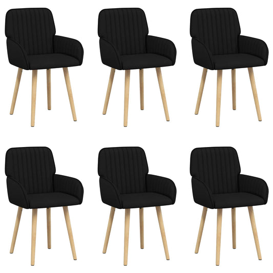 vidaXL Καρέκλες φαγητού 6 pcs Ύφασμα Μαύρο 56,5 x 50 x 87,5 εκ.