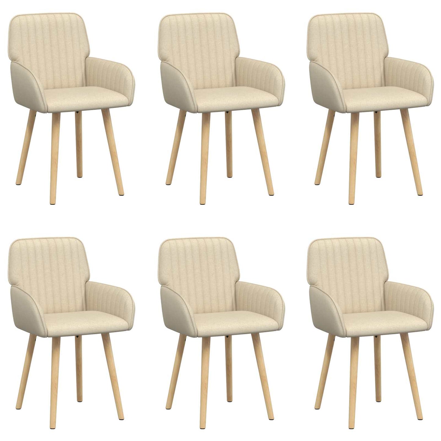 vidaXL Καρέκλες φαγητού 6 pcs Ύφασμα Κρεμ 56,5 x 50 x 87,5 εκ.
