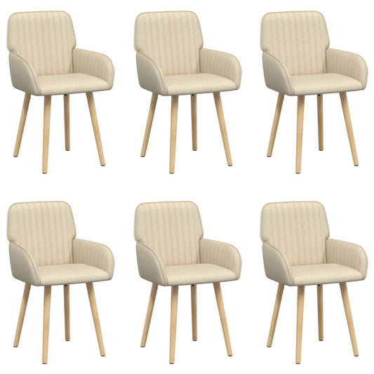 vidaXL Καρέκλες φαγητού 6 pcs Ύφασμα Κρεμ 56,5 x 50 x 87,5 εκ.