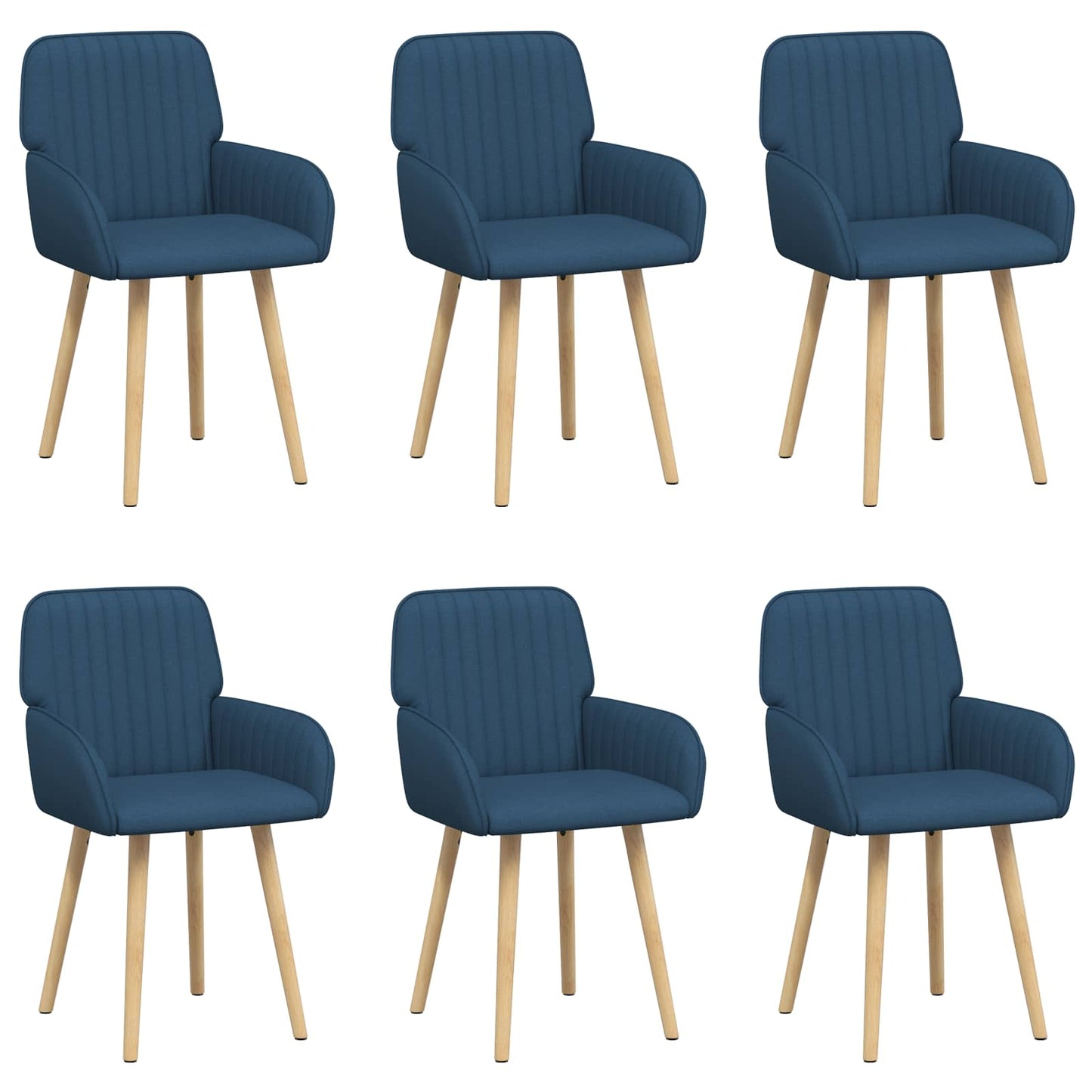 vidaXL Καρέκλες φαγητού 6 pcs Ύφασμα Μπλε 56,5 x 50 x 87,5 εκ.