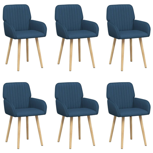 vidaXL Καρέκλες φαγητού 6 pcs Ύφασμα Μπλε 56,5 x 50 x 87,5 εκ.