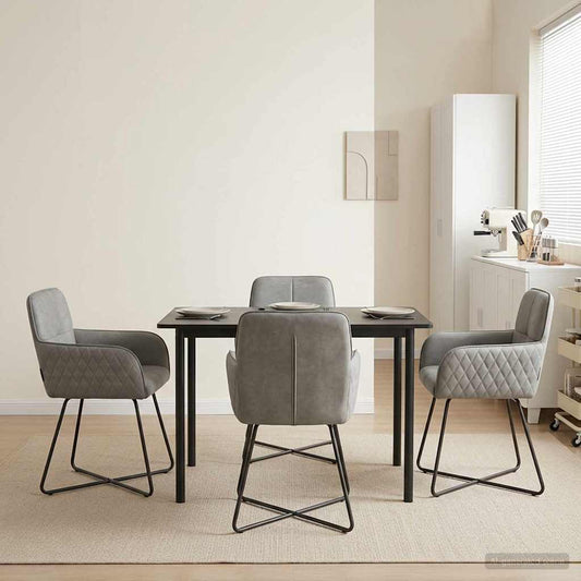 vidaXL Καρέκλες φαγητού 4 pcs Βελούδο Ανοιχτό γκρι 59 x 56,5 x 86 εκ.