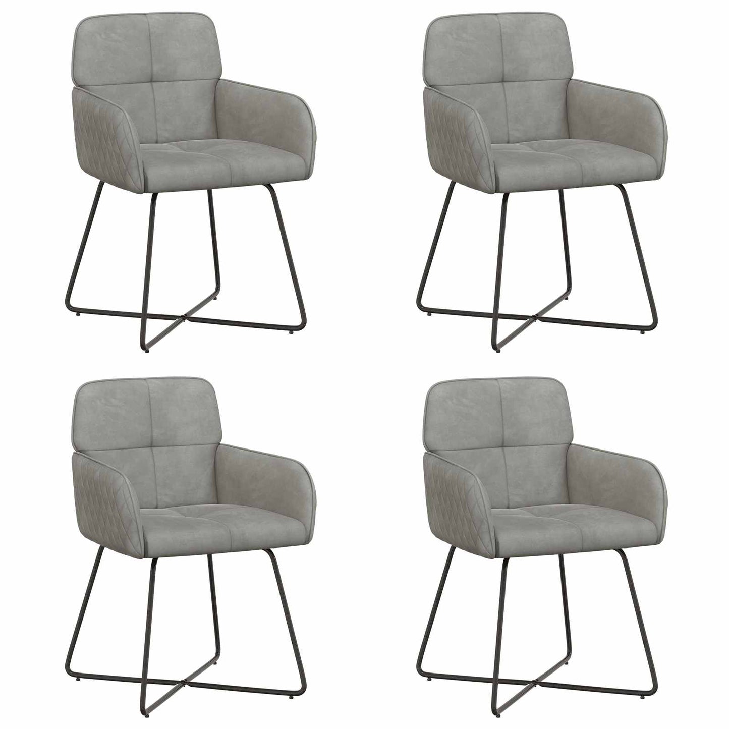 vidaXL Καρέκλες φαγητού 4 pcs Βελούδο Ανοιχτό γκρι 59 x 56,5 x 86 εκ.