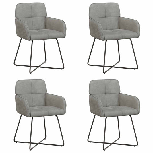 vidaXL Καρέκλες φαγητού 4 pcs Βελούδο Ανοιχτό γκρι 59 x 56,5 x 86 εκ.