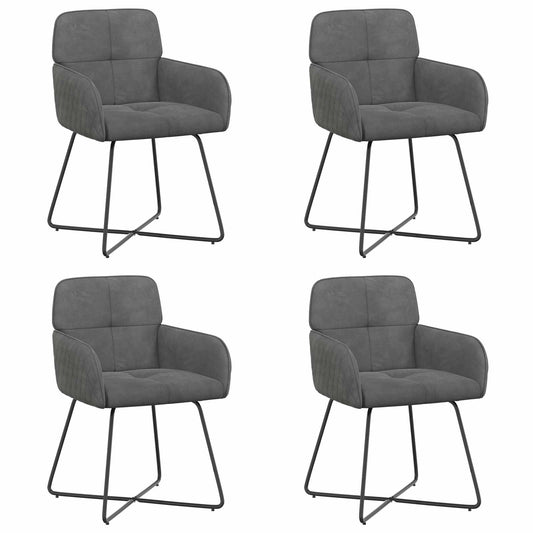 vidaXL Καρέκλες φαγητού 4 pcs Βελούδο Σκούρο Γκρι 59 x 56,5 x 86 εκ.
