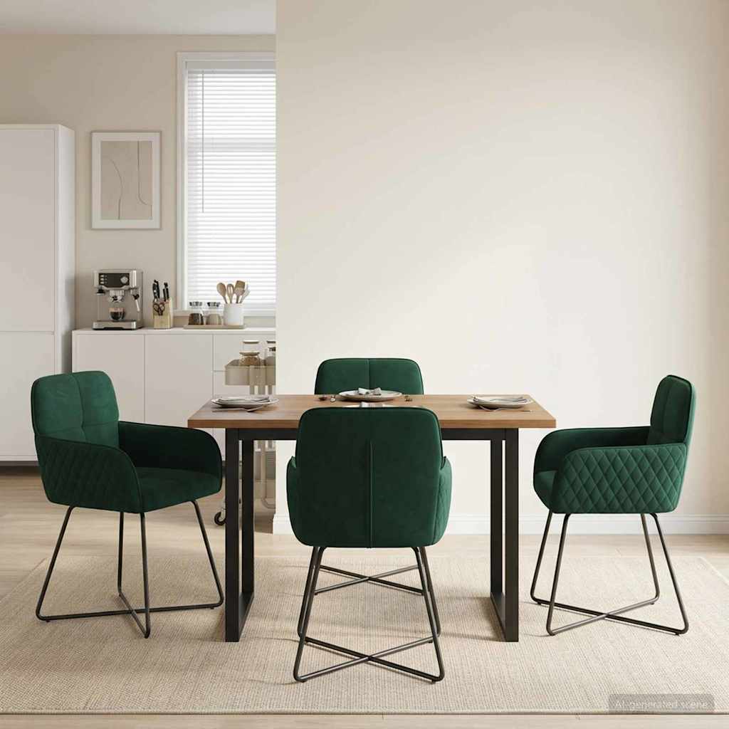 vidaXL Καρέκλες φαγητού 4 pcs Βελούδο Σκούρο Πράσινο