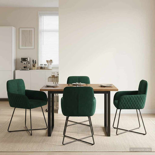 vidaXL Καρέκλες φαγητού 4 pcs Βελούδο Σκούρο Πράσινο