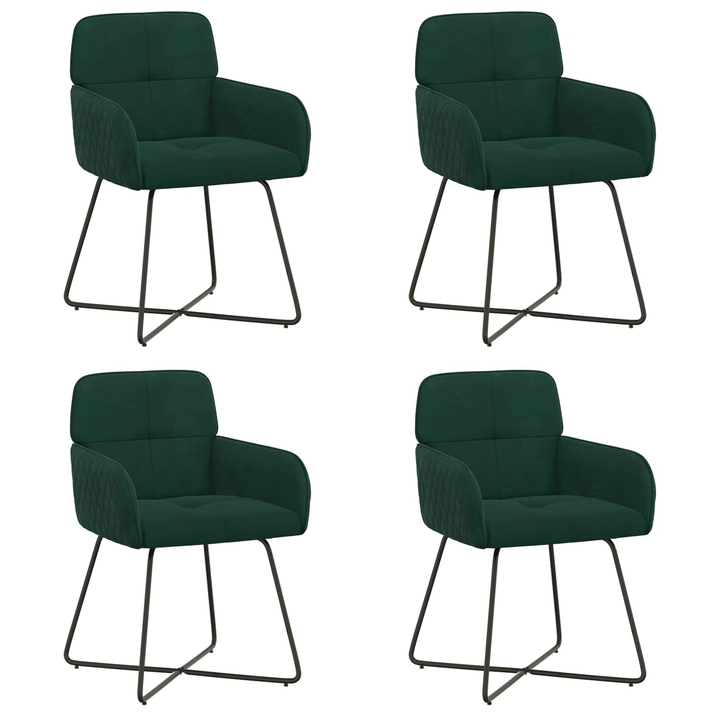 vidaXL Καρέκλες φαγητού 4 pcs Βελούδο Σκούρο Πράσινο