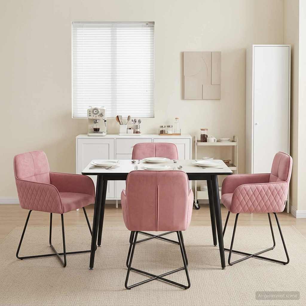 vidaXL Καρέκλες φαγητού 4 pcs Βελούδο Ροζ 59 x 56,5 x 86 εκ.