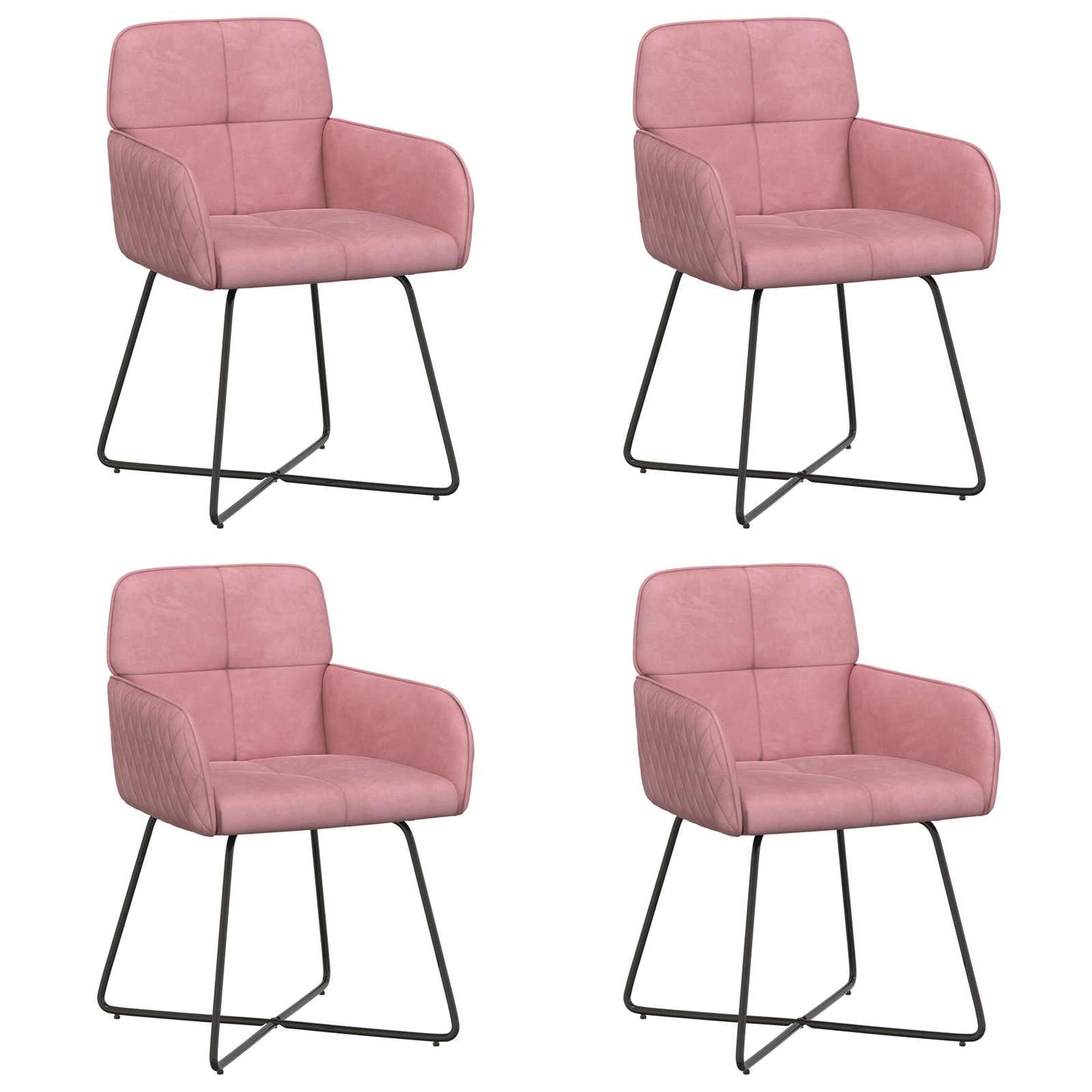 vidaXL Καρέκλες φαγητού 4 pcs Βελούδο Ροζ 59 x 56,5 x 86 εκ.