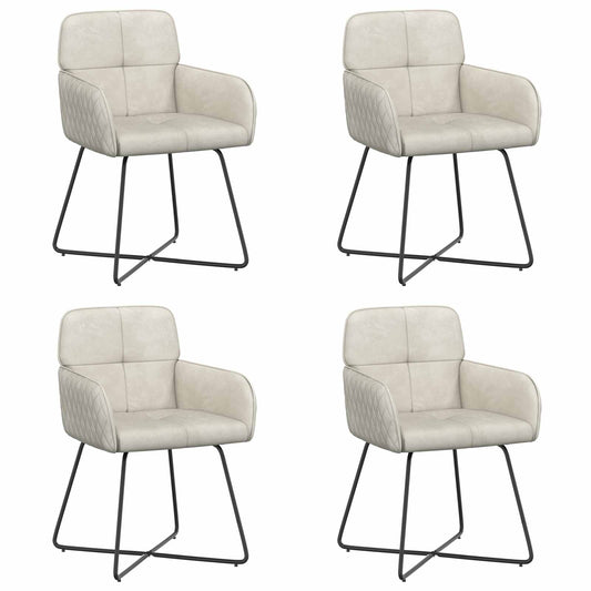vidaXL Καρέκλες φαγητού 4 pcs Βελούδο Κρεμ 59 x 56,5 x 86 εκ.