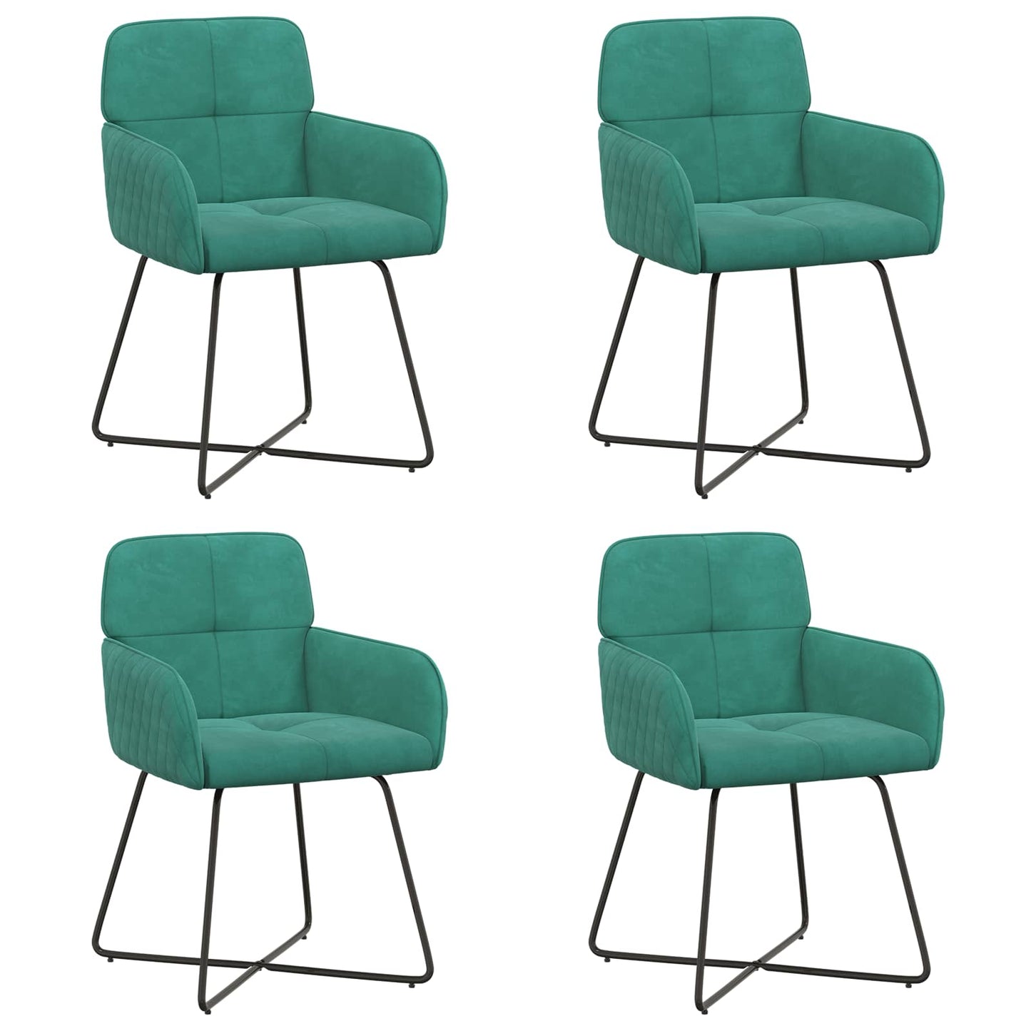 vidaXL Καρέκλες φαγητού 4 pcs Βελούδο Τιρκουάζ 59 x 56,5 x 86 εκ.
