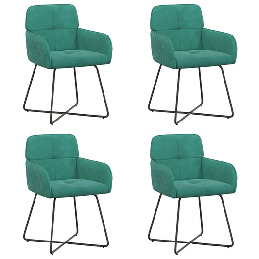 vidaXL Καρέκλες φαγητού 4 pcs Βελούδο Τιρκουάζ 59 x 56,5 x 86 εκ.