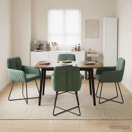 vidaXL Καρέκλες φαγητού 4 pcs Βελούδο Θαλασσί 59 x 56,5 x 86 εκ.