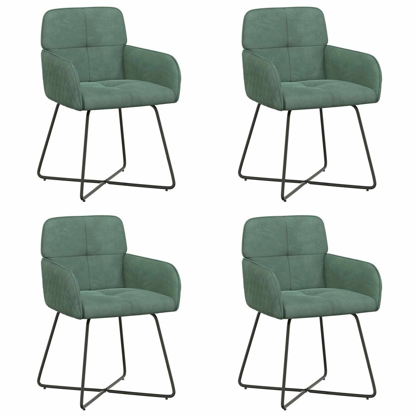 vidaXL Καρέκλες φαγητού 4 pcs Βελούδο Θαλασσί 59 x 56,5 x 86 εκ.