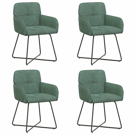 vidaXL Καρέκλες φαγητού 4 pcs Βελούδο Θαλασσί 59 x 56,5 x 86 εκ.