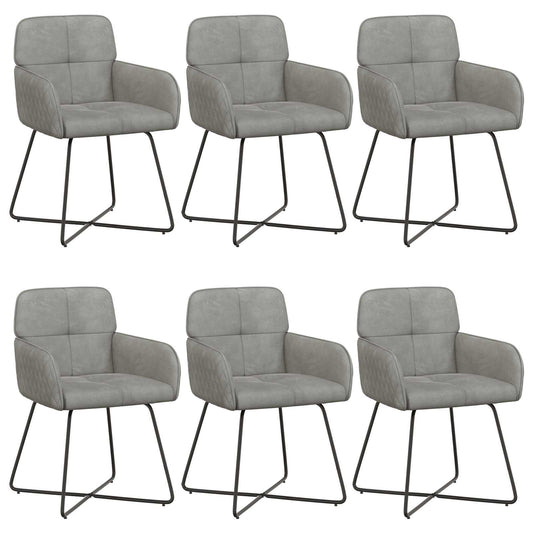 vidaXL Καρέκλες φαγητού 6 pcs Βελούδο Ανοιχτό γκρι 59 x 56,5 x 86 εκ.