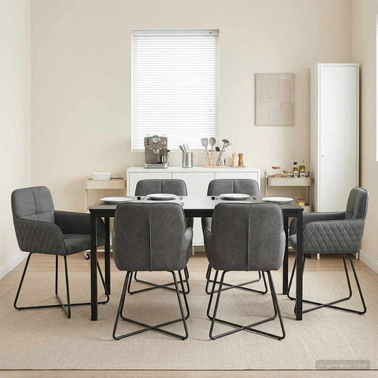 vidaXL Καρέκλες φαγητού 6 pcs Βελούδο Σκούρο Γκρι 59 x 56,5 x 86 εκ.