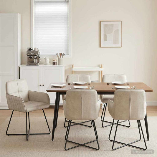 vidaXL Καρέκλες φαγητού 6 pcs Βελούδο Κρεμ 59 x 56,5 x 86 εκ.