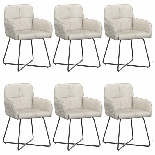 vidaXL Καρέκλες φαγητού 6 pcs Βελούδο Κρεμ 59 x 56,5 x 86 εκ.