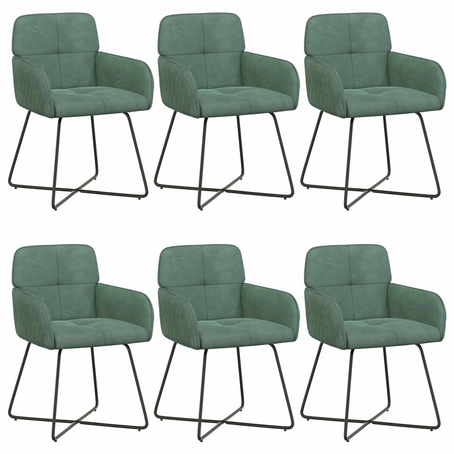 vidaXL Καρέκλες φαγητού 6 pcs Βελούδο Θαλασσί 59 x 56,5 x 86 εκ.