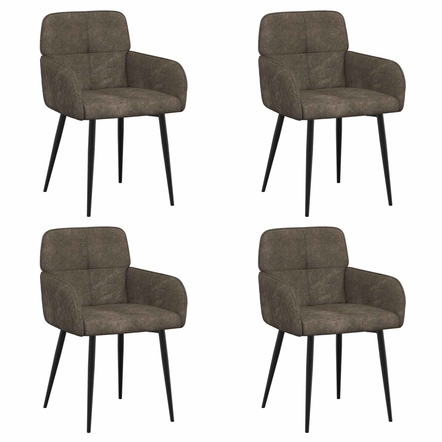 vidaXL Καρέκλες φαγητού 4 pcs Φιλικό Δερμάτινο Σουέντ Σκούρο Γκρι