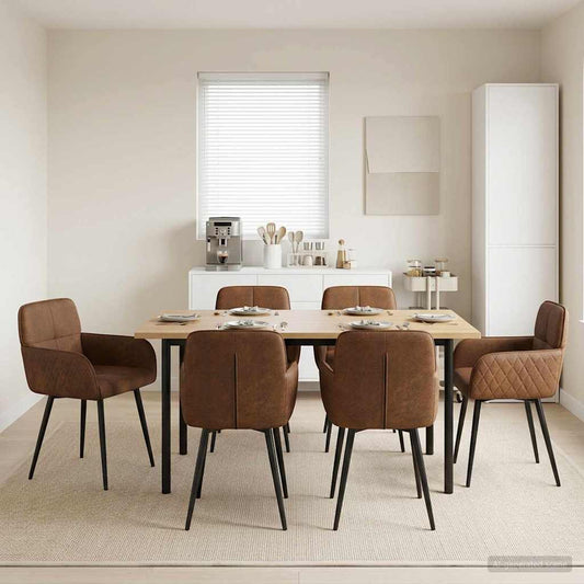 vidaXL Καρέκλες φαγητού 6 pcs Φιλικό Δερμάτινο Σουέντ Καφέ