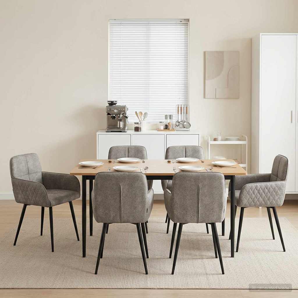 vidaXL Καρέκλες φαγητού 6 pcs Φιλικό Δερμάτινο Σουέντ Ανοιχτό γκρι