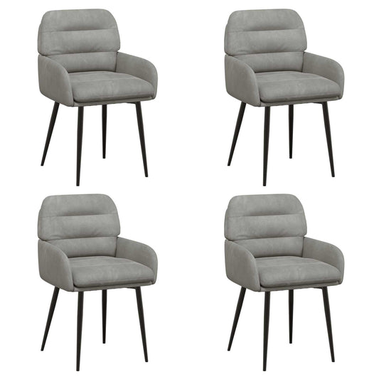 vidaXL Καρέκλες φαγητού 4 pcs Βελούδο Ανοιχτό γκρι 59 x 59,5 x 90 εκ