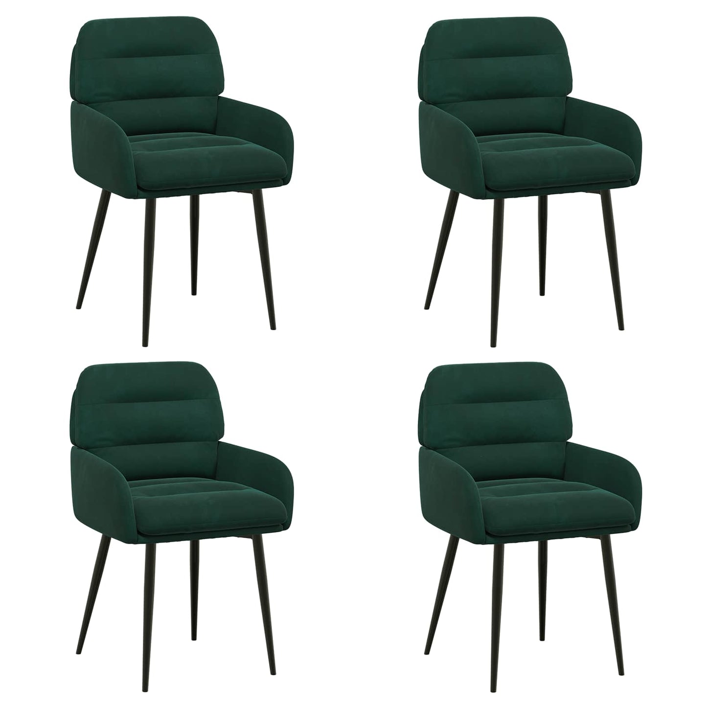 vidaXL Καρέκλες φαγητού 4 pcs Βελούδο Σκούρο Πράσινο 59 x 59,5 x 90 εκ