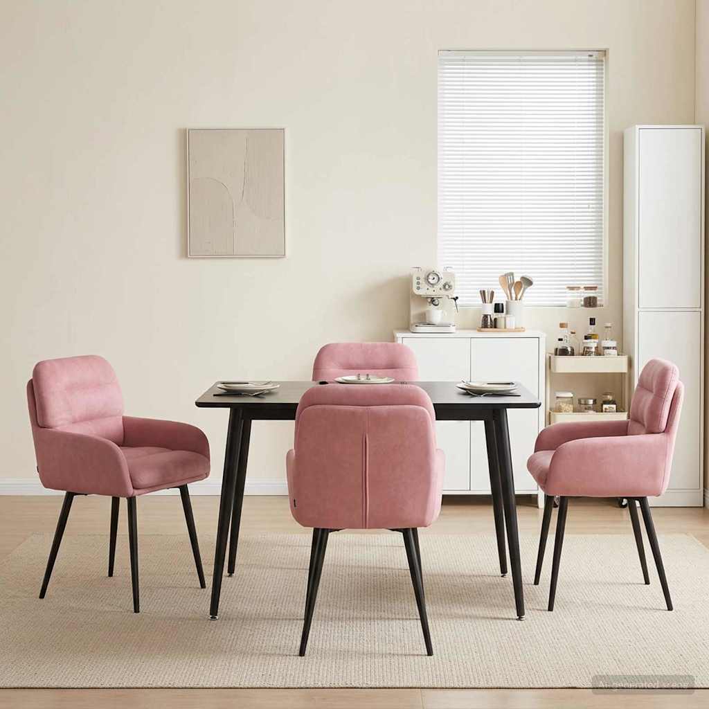 vidaXL Καρέκλες φαγητού 4 pcs Βελούδο Ροζ 59 x 59,5 x 90 εκ