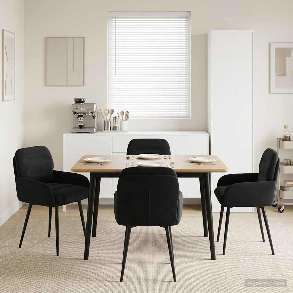 vidaXL Καρέκλες φαγητού 4 pcs Βελούδο Μαύρο 59 x 59,5 x 90 εκ