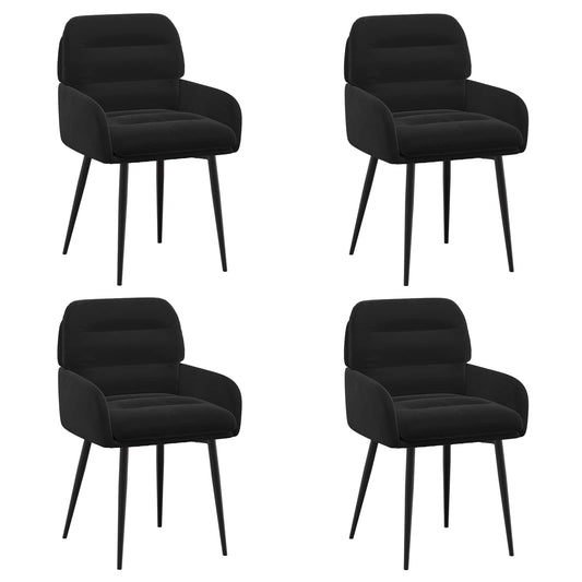 vidaXL Καρέκλες φαγητού 4 pcs Βελούδο Μαύρο 59 x 59,5 x 90 εκ
