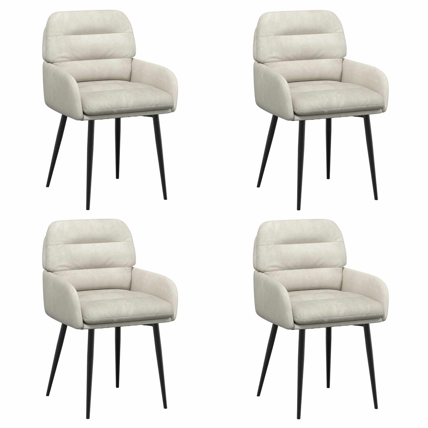 vidaXL Καρέκλες φαγητού 4 pcs Βελούδο Κρεμ 59 x 59,5 x 90 εκ
