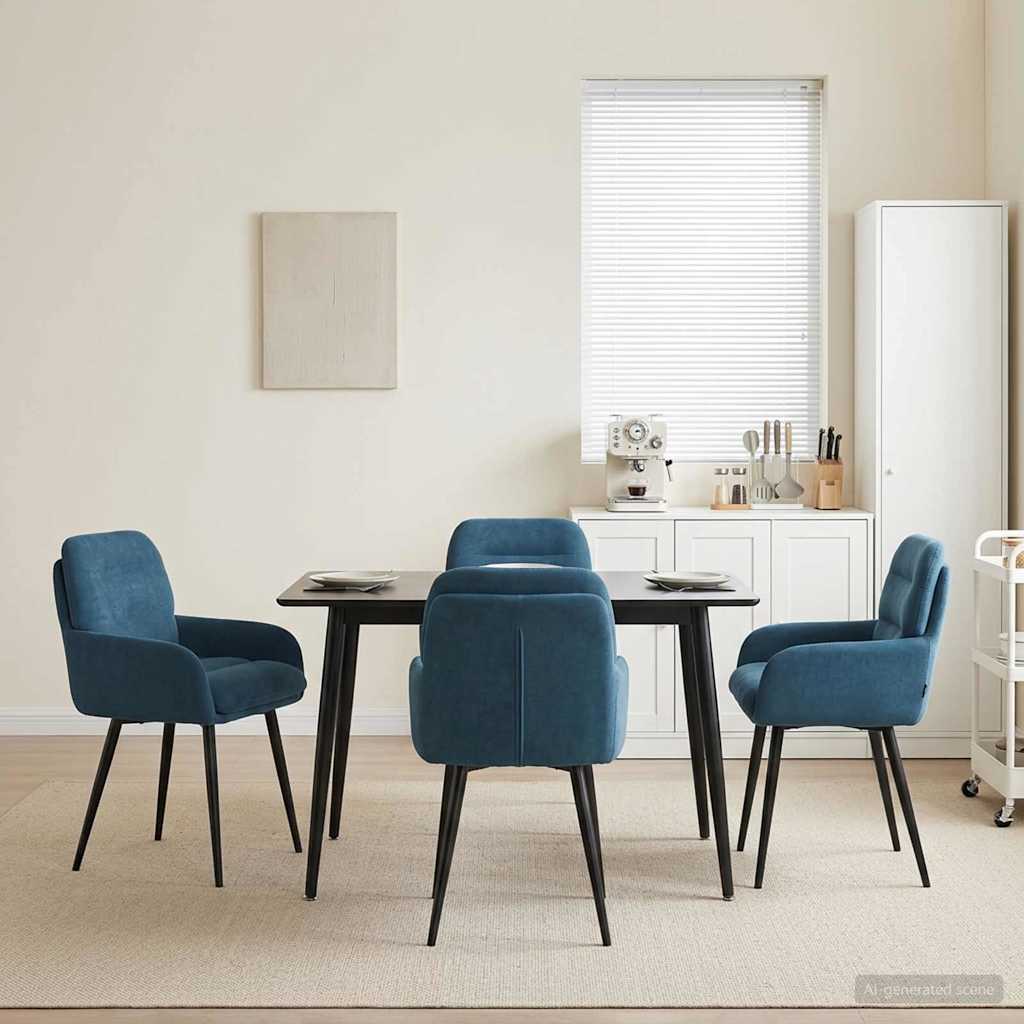 vidaXL Καρέκλες φαγητού 4 pcs Βελούδο Μπλε 59 x 59,5 x 90 εκ