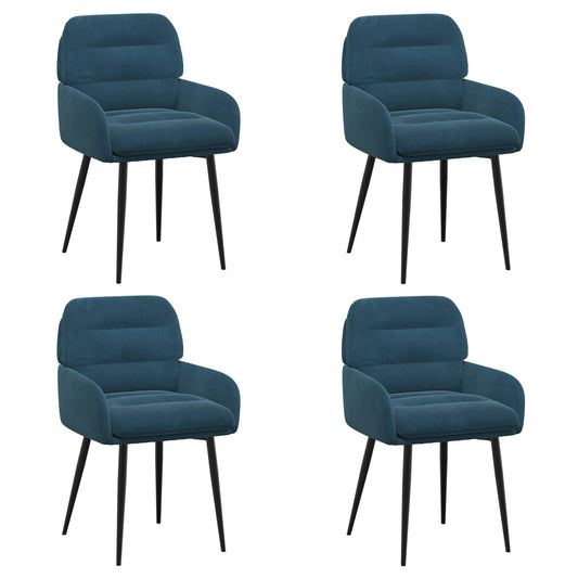 vidaXL Καρέκλες φαγητού 4 pcs Βελούδο Μπλε 59 x 59,5 x 90 εκ
