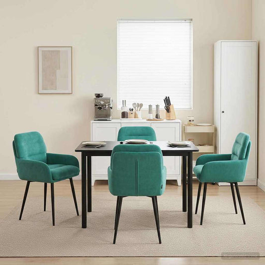 vidaXL Καρέκλες φαγητού 4 pcs Βελούδο Τιρκουάζ 59 x 59,5 x 90 εκ