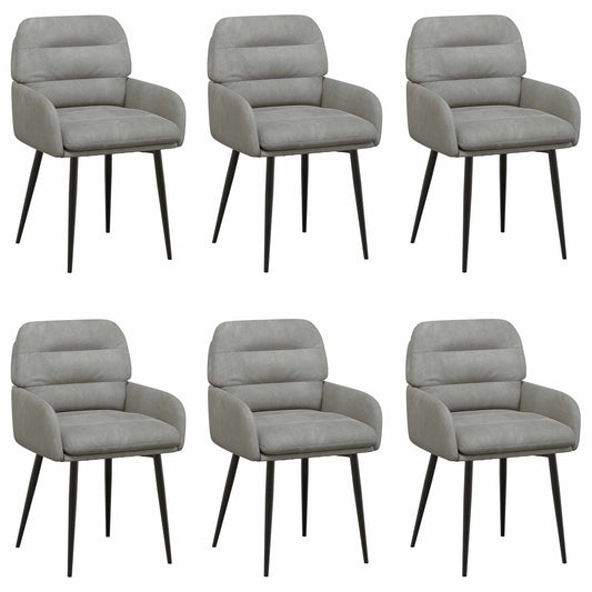 vidaXL Καρέκλες φαγητού 6 pcs Βελούδο Ανοιχτό γκρι 59 x 59,5 x 90 εκ