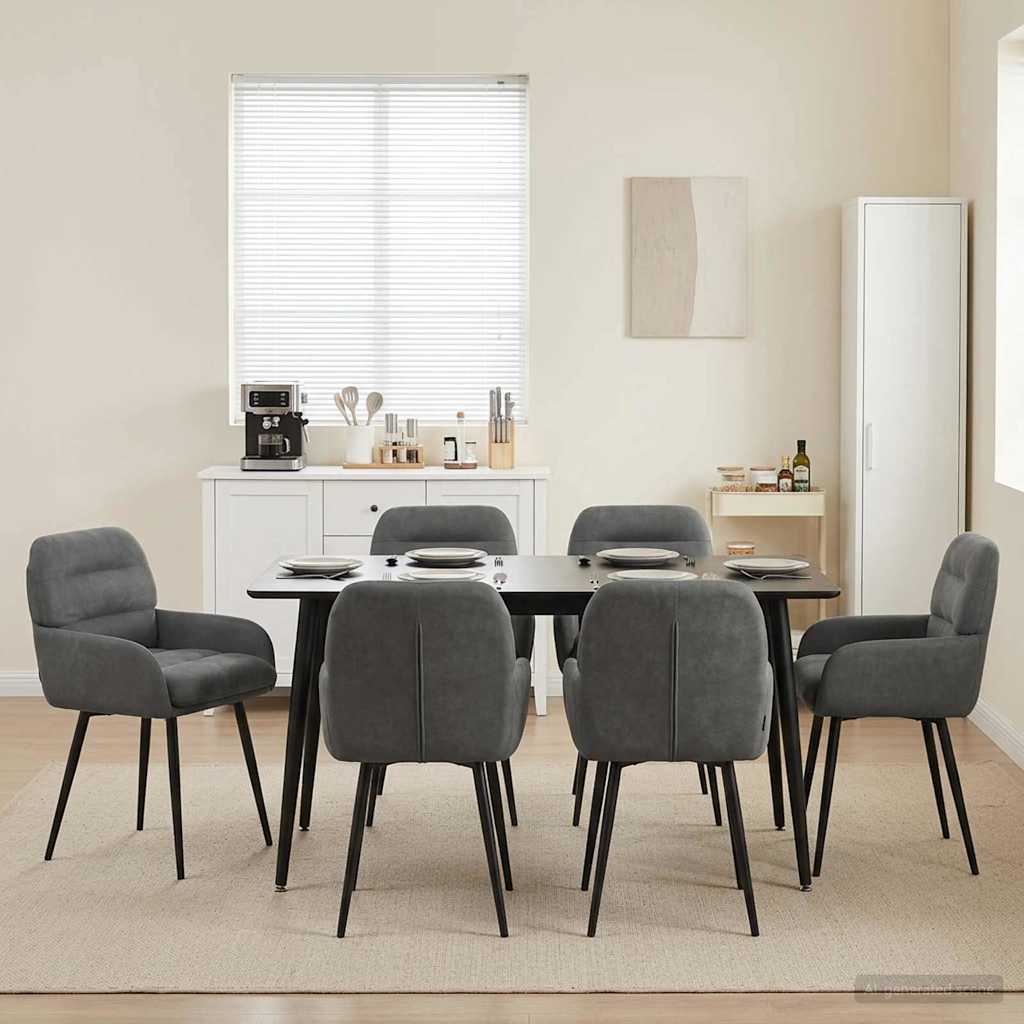 vidaXL Καρέκλες φαγητού 6 pcs Βελούδο Σκούρο Γκρι 59 x 59,5 x 90 εκ