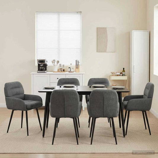 vidaXL Καρέκλες φαγητού 6 pcs Βελούδο Σκούρο Γκρι 59 x 59,5 x 90 εκ