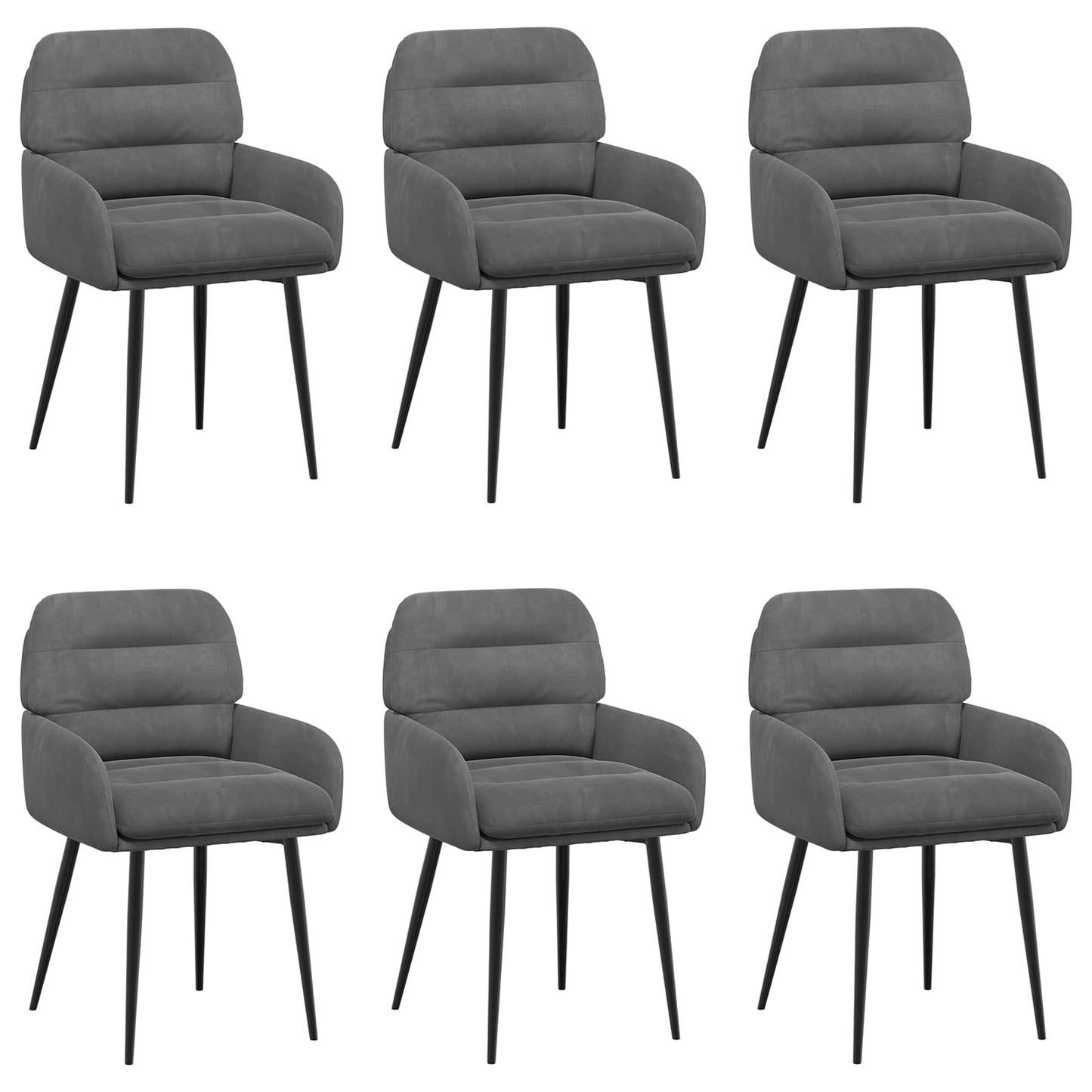 vidaXL Καρέκλες φαγητού 6 pcs Βελούδο Σκούρο Γκρι 59 x 59,5 x 90 εκ