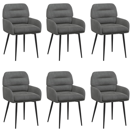 vidaXL Καρέκλες φαγητού 6 pcs Βελούδο Σκούρο Γκρι 59 x 59,5 x 90 εκ