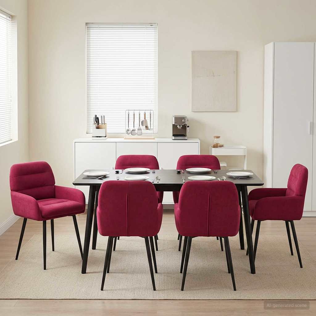 vidaXL Καρέκλες φαγητού 6 pcs Βελούδο Κόκκινο 59 x 59,5 x 90 εκ