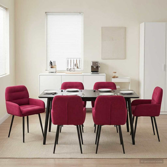 vidaXL Καρέκλες φαγητού 6 pcs Βελούδο Κόκκινο 59 x 59,5 x 90 εκ