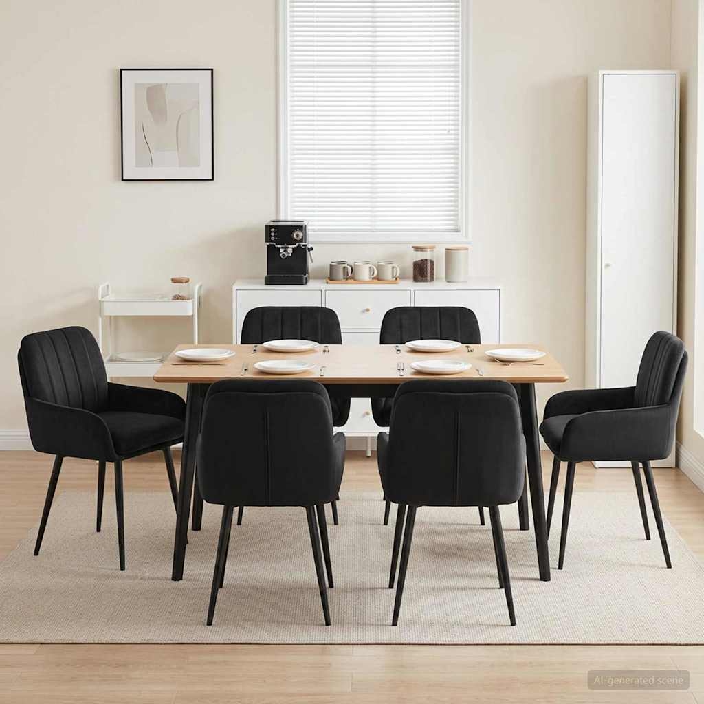 vidaXL Καρέκλες φαγητού 6 pcs Βελούδο Μαύρο 59 x 59,5 x 90 εκ