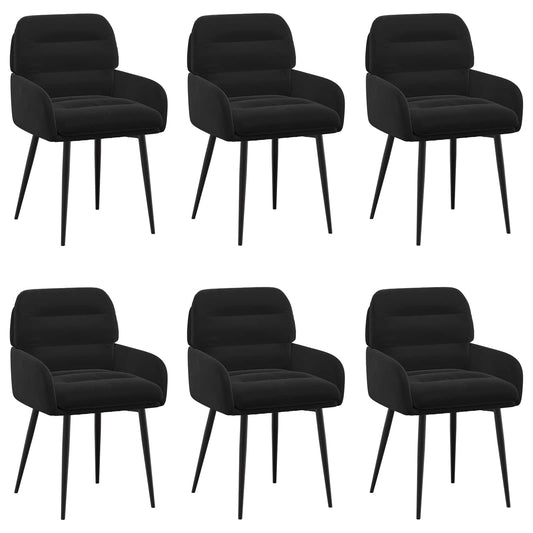 vidaXL Καρέκλες φαγητού 6 pcs Βελούδο Μαύρο 59 x 59,5 x 90 εκ