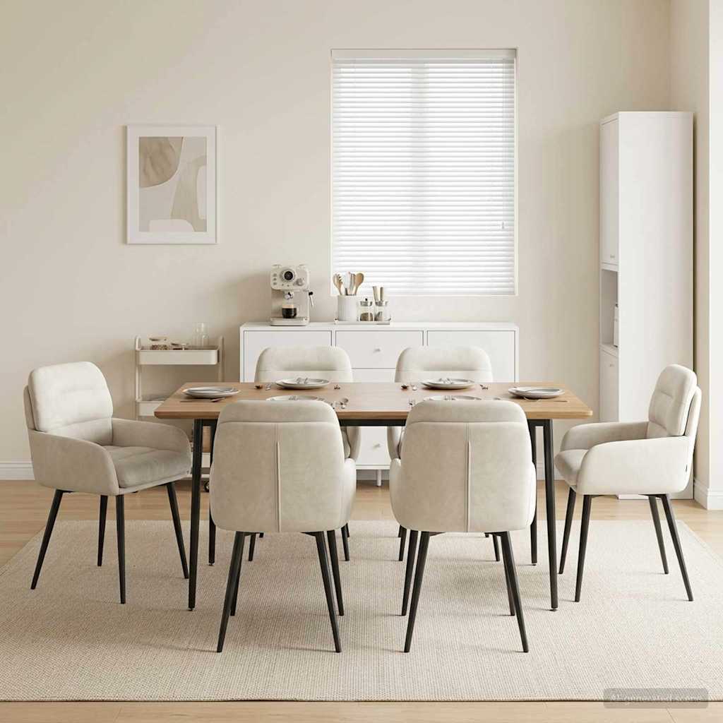 vidaXL Καρέκλες φαγητού 6 pcs Βελούδο Κρεμ 59 x 59,5 x 90 εκ