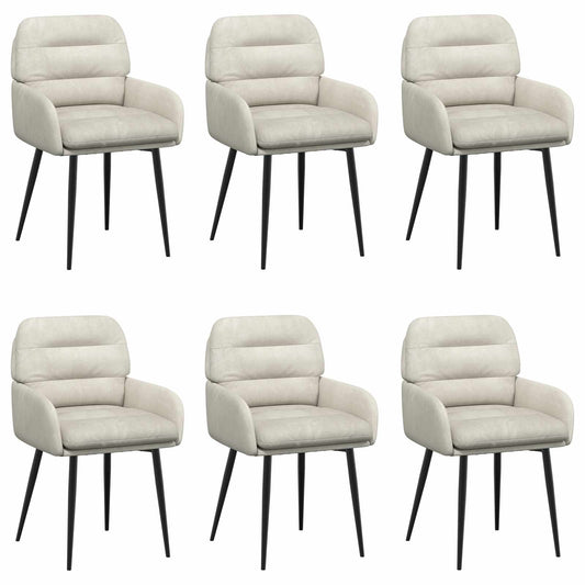 vidaXL Καρέκλες φαγητού 6 pcs Βελούδο Κρεμ 59 x 59,5 x 90 εκ