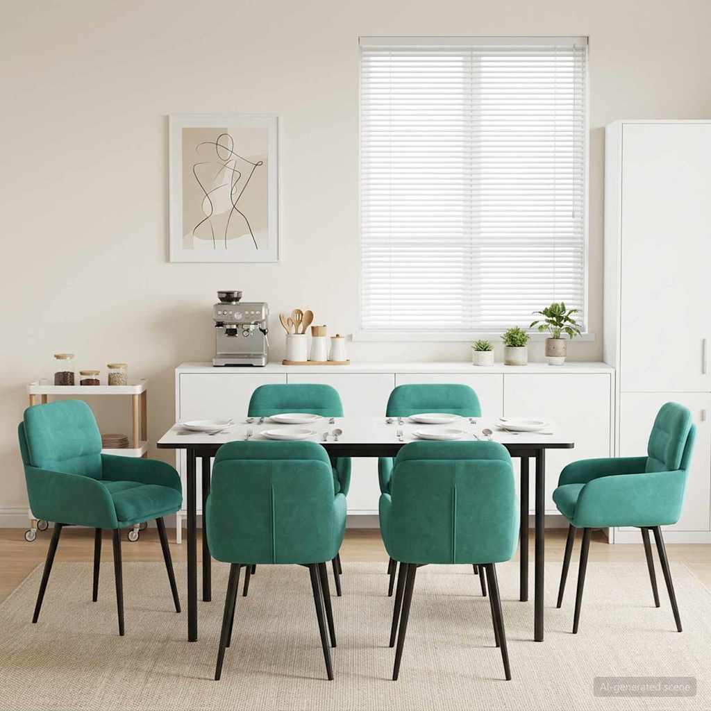 vidaXL Καρέκλες φαγητού 6 pcs Βελούδο Τιρκουάζ 59 x 59,5 x 90 εκ