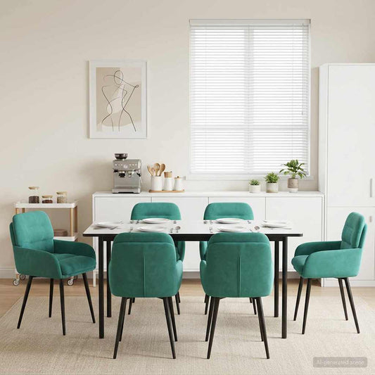 vidaXL Καρέκλες φαγητού 6 pcs Βελούδο Τιρκουάζ 59 x 59,5 x 90 εκ